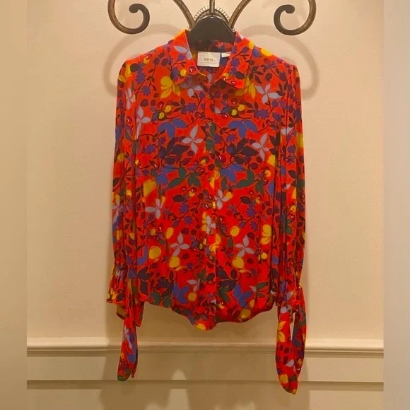 NWT *ANTHROPOLOGIE* Maeve *BLITHE* Button Down Blouse … *FLORAL•FRUIT* … Size: 6 - Picture 3 of 5